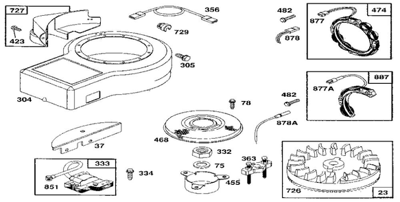 Flywheel Assembly Diagram and Parts List for 259700-259799 0102, 0104, 0117 Briggs and Stratton Engine